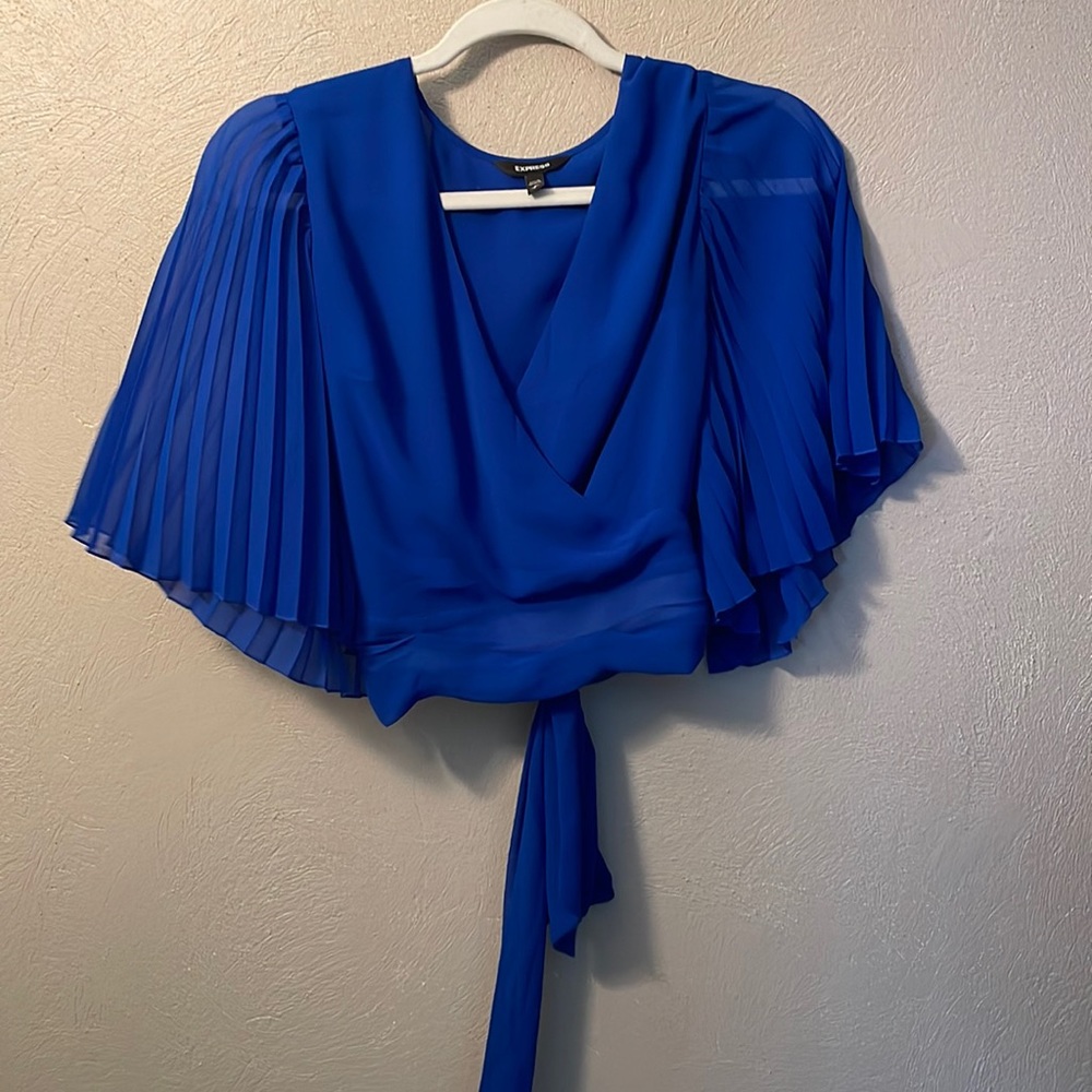 Express Tops | Express Blue Pleated Kimono Sleeve